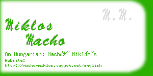 miklos macho business card